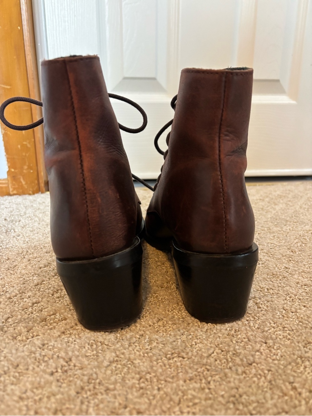 Jeffrey Campbell Women's distressed wine Lace-Up Leather Boots - Picture 4 of 8